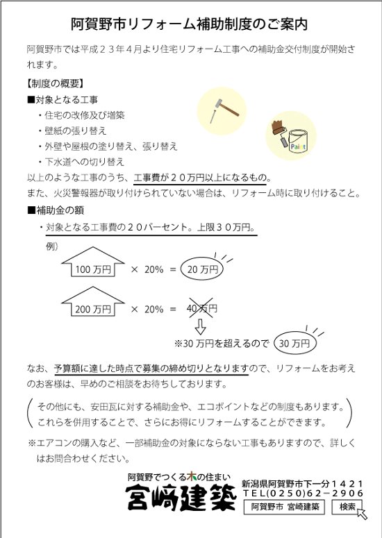 阿賀野市リフォーム補助金